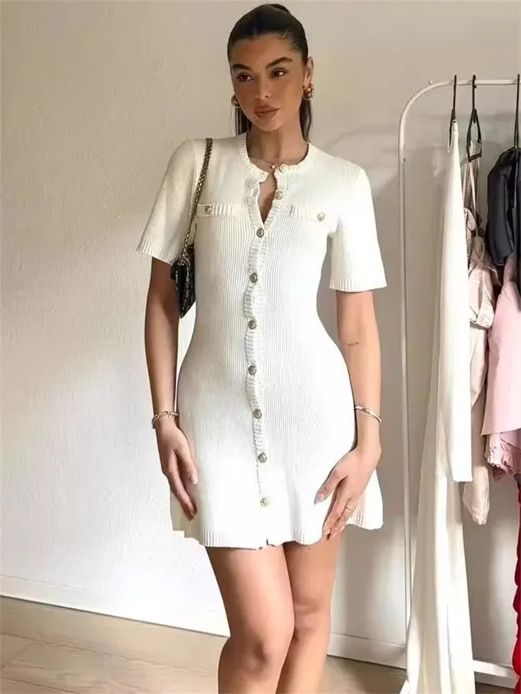 Vestido mini de punto blanco de Tossy para mujer