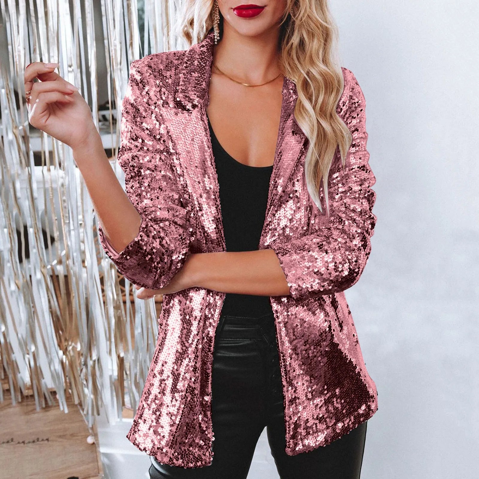 Blazers de lentejuelas brillantes de moda para mujer