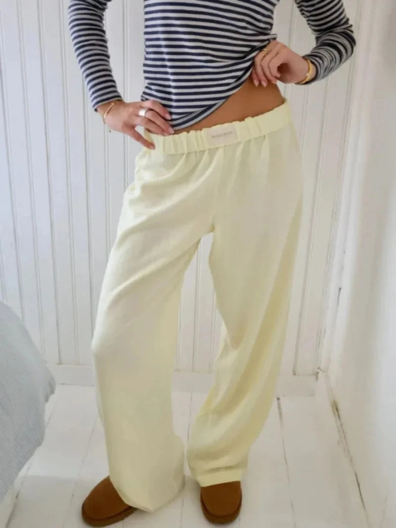 Nuevo pantalón largo con estampado de rayas de moda para mujer